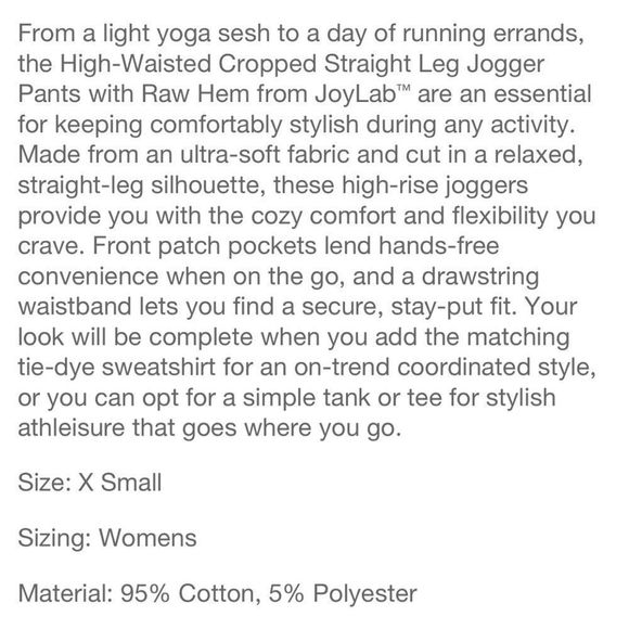 NEW Joy Lab High Rise Cropped Straight Leg Tie Dye Jogger Pants - Picture 3 of 9